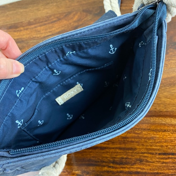 Roxy When We Move Small Crossbody Bag Purse - Blue - Faux Leather W/ Rope Strap - Picture 7 of 11